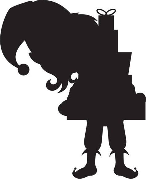 Royalty Free Silhouette Of Christmas Of Elves Clip Art, Vector Images ...