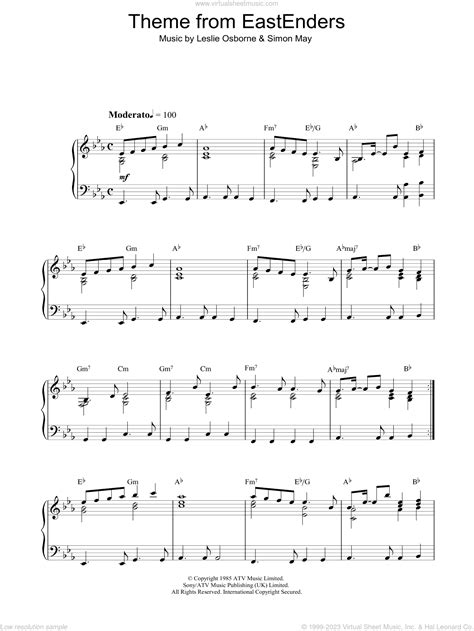 Osborne - Theme From EastEnders sheet music for piano solo [PDF]