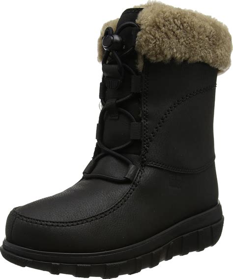 Fitflop Women’s Loaff Waterproof Lace up Boots, Black (All Black), 9 UK ...