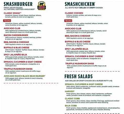 Smashburger Menu, Menu for Smashburger, Energy Corridor, Houston ...