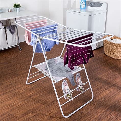 Heavy-Duty Folding Gullwing Laundry Drying Rack, White