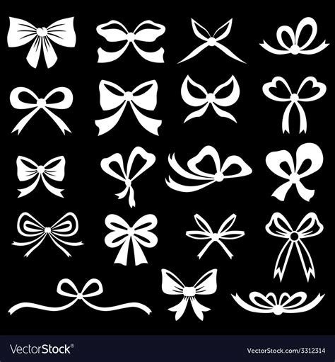 Bow set white Royalty Free Vector Image - VectorStock