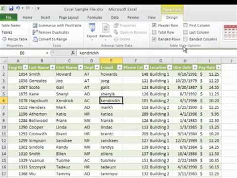 Excel 2010 Table Formatting - YouTube