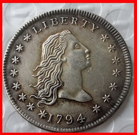 RARE Antique USA 1794 Flowing Hair Liberty Silver Color Dollar Coin ...