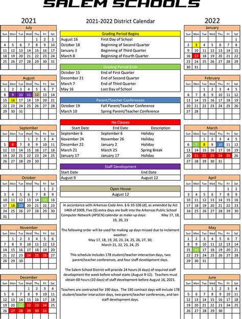 Salem School District Calendar 2023/2024