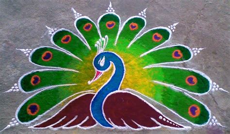 Best Peacock rangoli designs with colours - Fashion Beauty Mehndi ...