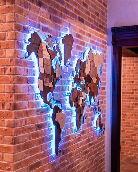 3D LED Wooden World Map | World map wall art, Map wall art, Map wall decor