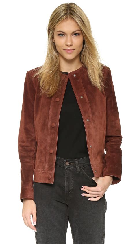 Helmut Lang Suede Jacket in Brown - Lyst