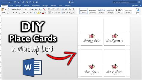 Microsoft Word Place Card Template - Tisnyi.com