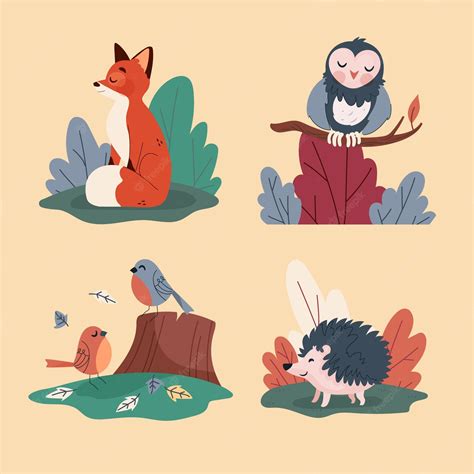 Premium Vector | Hand drawn autumn animals collection