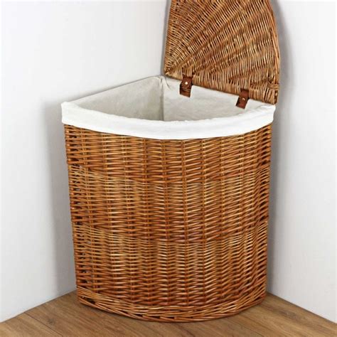 Natural Wicker Corner Laundry Basket - The Basket Company