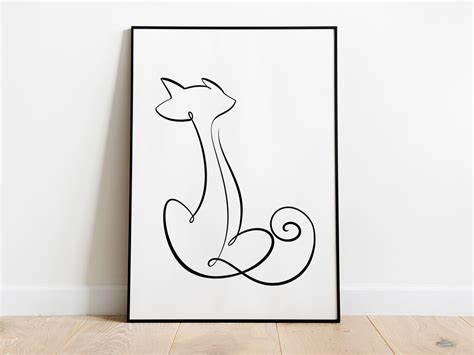 Minimalist Cat Line Art Cat Figure Downloadable Modern | Etsy