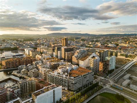 Aerial Photo Downtown Oslo Norway Stock Image - Image of angle, sunset ...