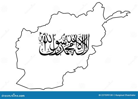 Map of Afghanistan with Taliban Flag on White Background Stock Vector ...