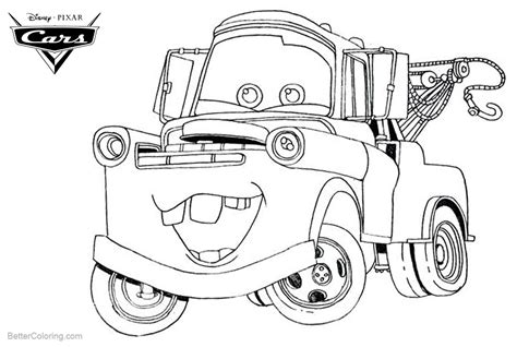 Cars Pixar Coloring Pages Tow Mater - Free Printable Coloring Pages