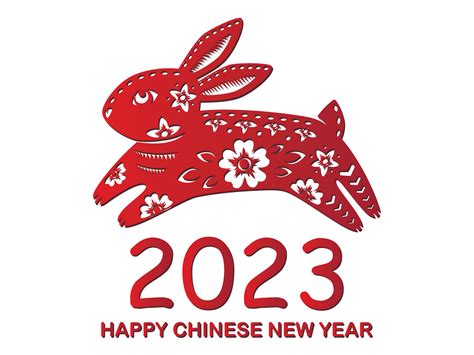 Happy Chinese new year 2023 Zodiac sign, year of the Rabbit, with red ...