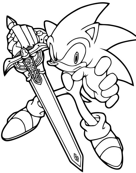 With a sword - Sonic Coloring Pages