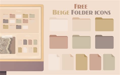 Beige Folder Icons Mac & Windows - Beige Desktop Organizer Wallpaper