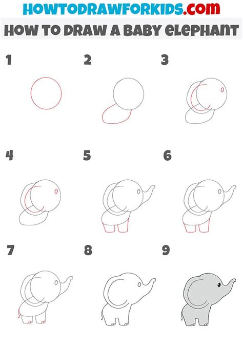 how to draw a baby elephant step by step in 2022 | Baby elephant ...