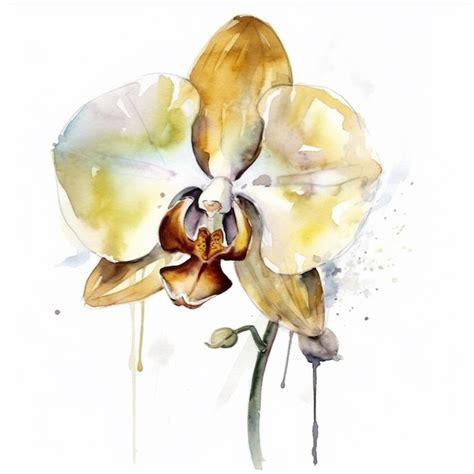 Premium AI Image | A watercolor painting of a orchid flower