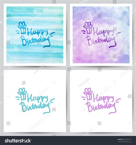 Happy Birthday Text On Watercolor Backgrounds Stock Vector (Royalty ...