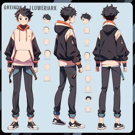 Premium AI Image | Trendy Anime Boy Character Turnaround Concept Art ...