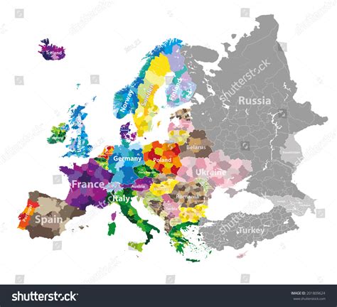 Europe Country Regions Vector Map Stock Vector (Royalty Free) 201809624 ...