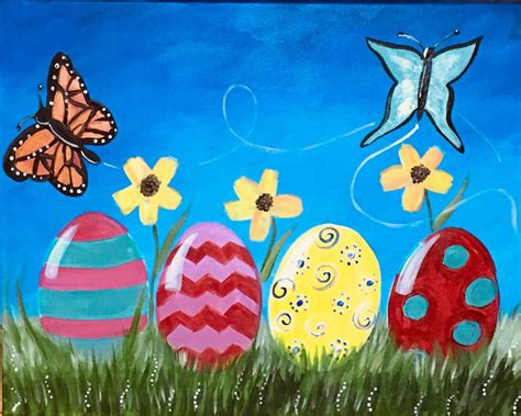 Easter Canvas Painting - How To Paint an Easter Egg Landscape | Easter ...