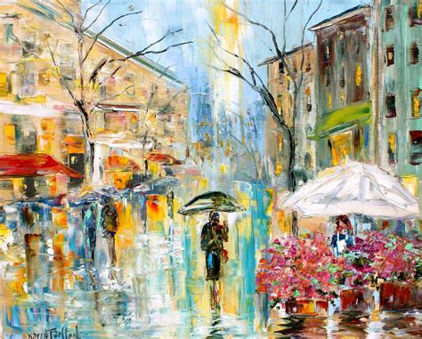 Paris Spring Rain painting in oil landscape palette knife impressionism ...