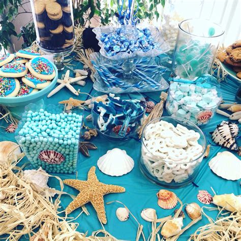 Under The Sea Dessert Table #bluecandy #mermaids #seashells | Beach ...