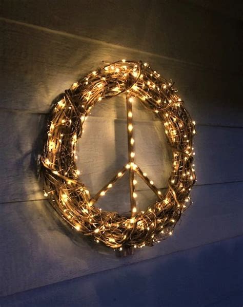 Peace Sign Wreath 24 Lighted Battery Operated Sign | Etsy