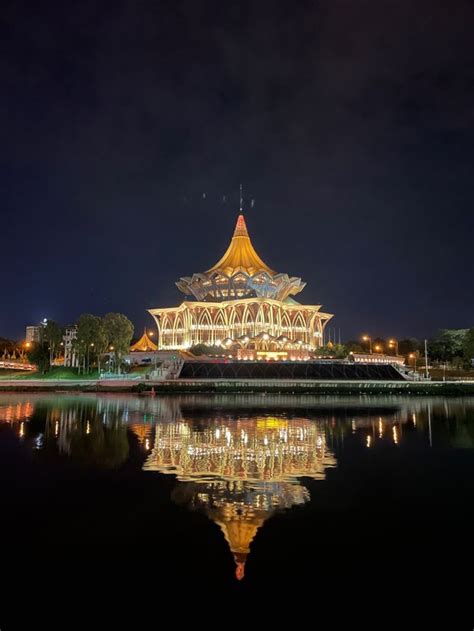 Kuching night view at waterfront | Eiffel tower, Kuching, Waterfront