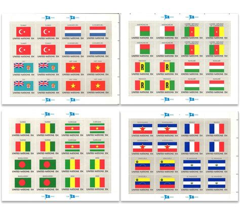 United Nations UNO Flags of 48 Countries 12 Sheetlets of Stamps All ...