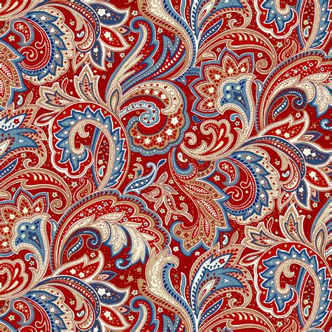 Laurens Floral Paisley Red 100% Cotton Fabric by the Yard - Walmart.com