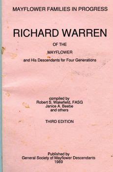 Richard Warren of the Mayflower and His Descendants for 4 Generations ...