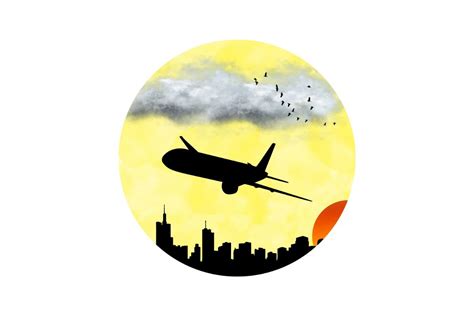 Airplane Silhouette Retro Sunset Graphic by MagaArt · Creative Fabrica