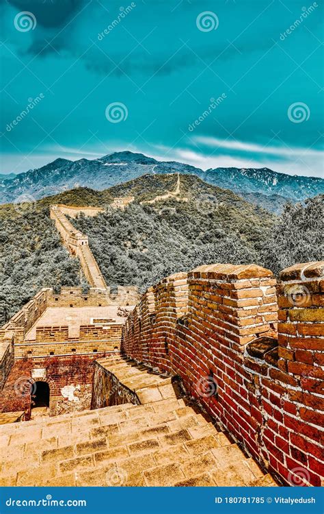 Great Wall of China, Section Stock Image - Image of ancient, huang ...