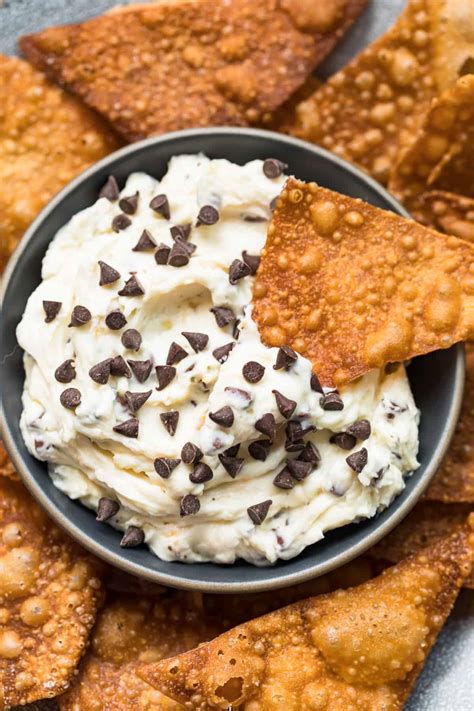 Chocolate Chip Cannoli Dip with Wonton Chips - The Cookie Rookie®