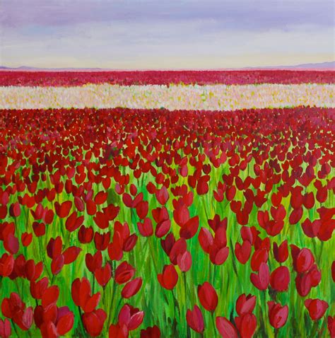 Original Large Acrylic Painting Tulip Fields by NikiArdenFineArt, $450. ...