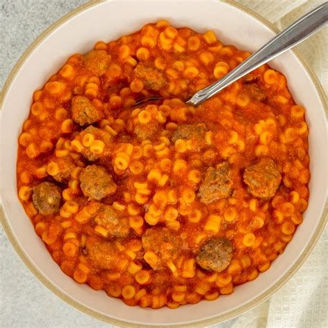 Homemade SpaghettiOs with Meatballs - Mad About Food