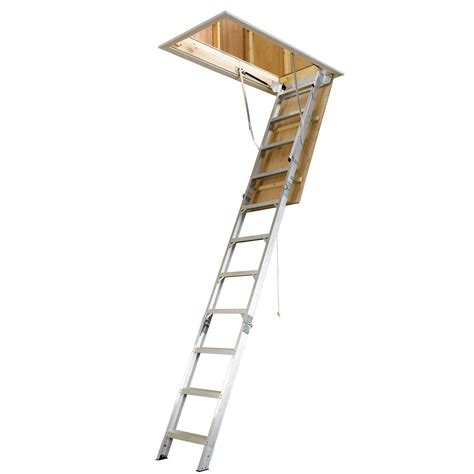 AH2510K 25 in W x 54 in L x 8 ft to 10 ft H Universal Aluminum Attic Ladder