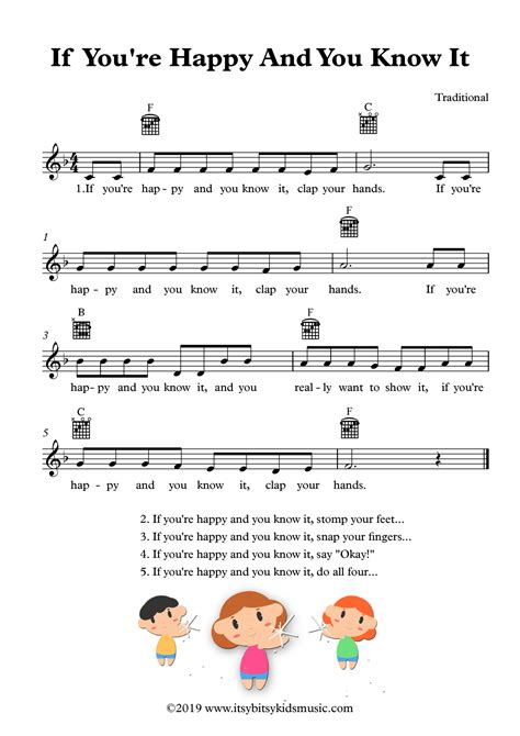 If You're Happy and You Know It Sheet Music With Chords and Lyrics