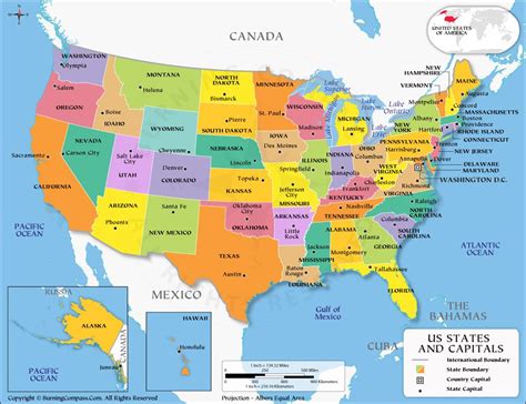 Usa Map With State Names And Capitals