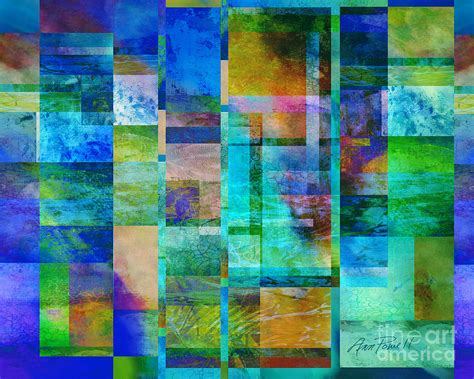 Blue Squares abstract art Digital Art by Ann Powell - Pixels