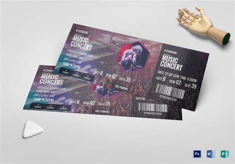 Music Concert Ticket Design Template in PSD, Word, Publisher, Pages