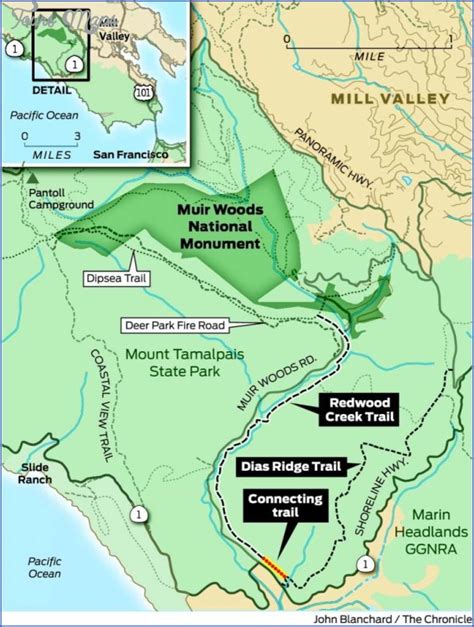 Muir Woods Hiking Trails Map - ToursMaps.com