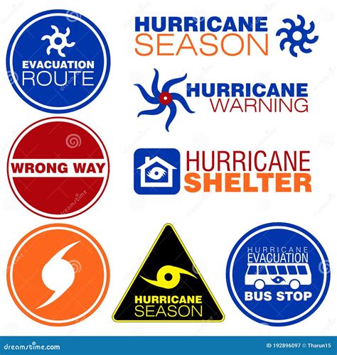 Set of Few Colorful Hurricane Warning Signs and Symbols Stock Vector ...