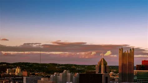 Timelapse - Pittsburgh Skyline At Sunset - Stock Video | Motion Array