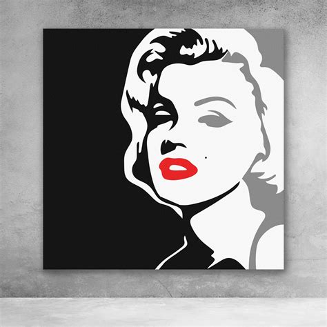 Marilyn monroe black and white pop culture modern graffiti canvas wall ...