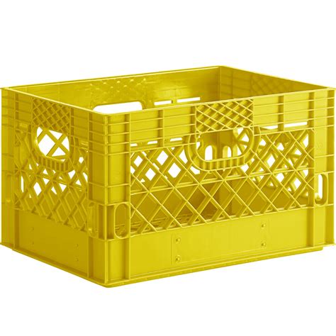 Yellow 24 Qt. Customizable Rectangular Milk Crate - 18 3/4" x 13" x 11"